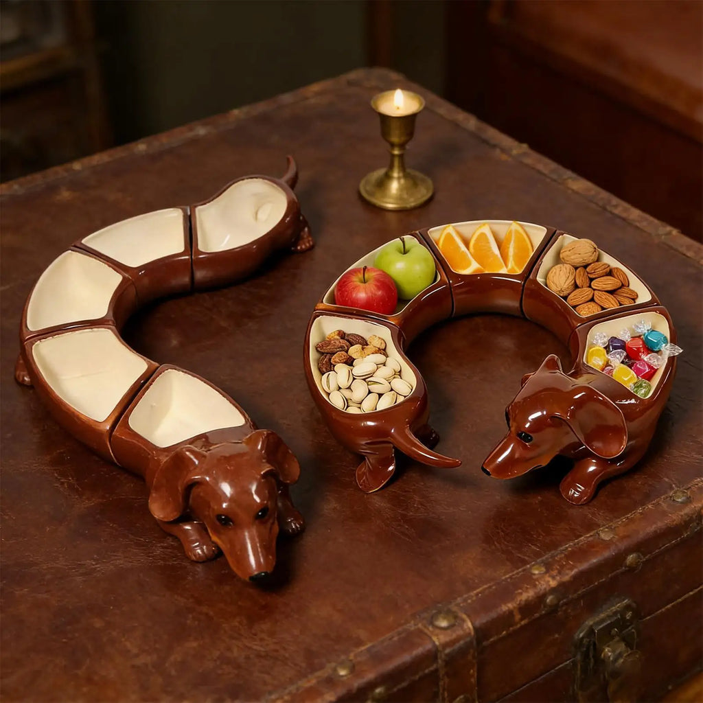 Dachshund Design Divided Tray Resin 5 Compartment Serving Tray Snacks Plate Can Be Freely Combined Dachshund Tray For Kitchen